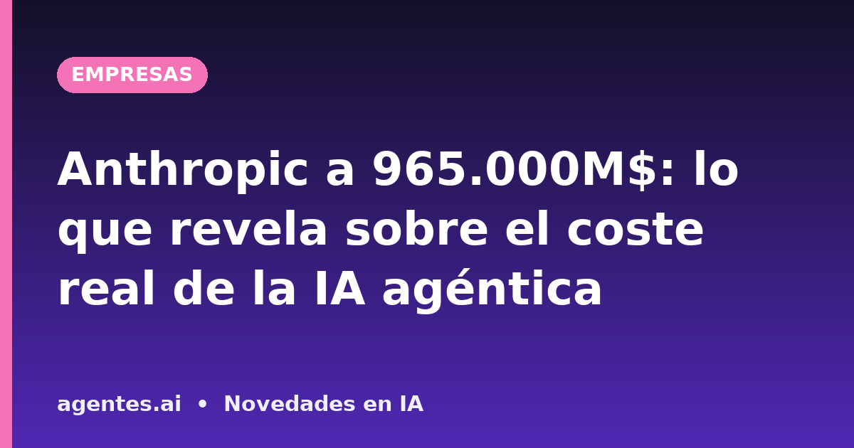 Anthropic a 965.000M$: lo que revela sobre el coste real de la IA agéntica