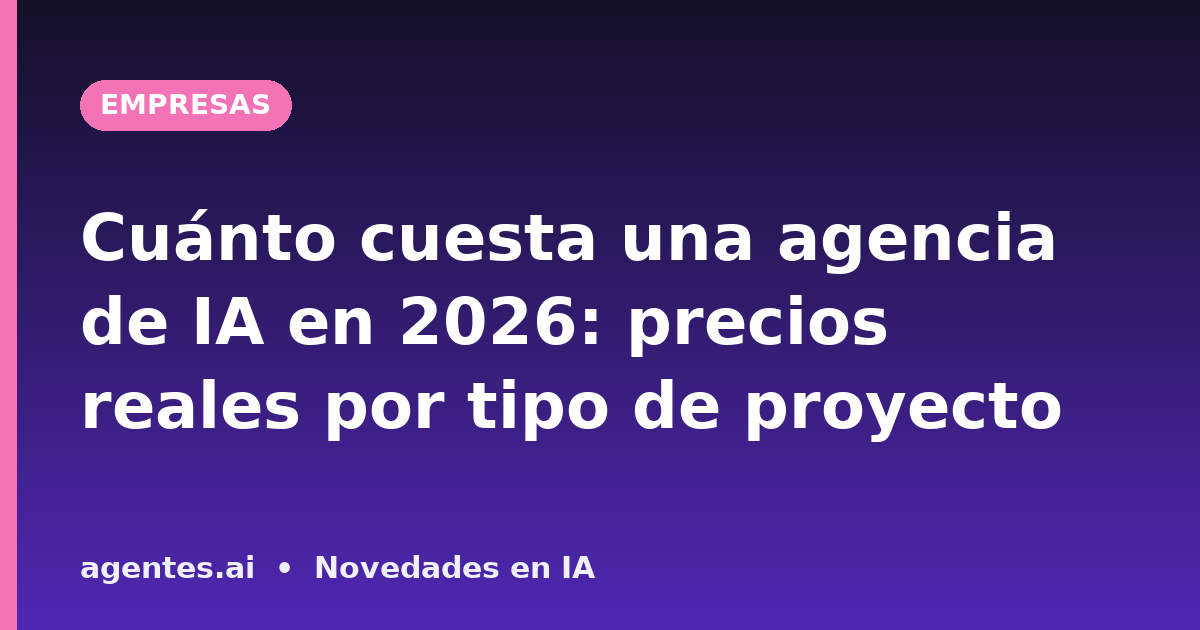 Cuánto cuesta una agencia de IA en 2026: precios reales por tipo de proyecto