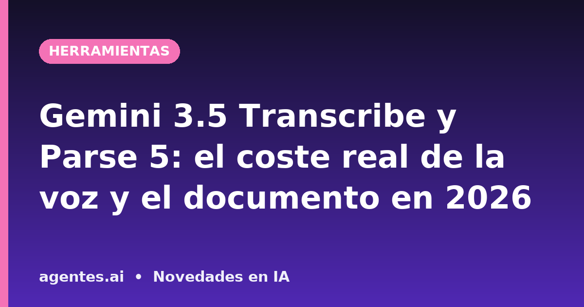 Gemini 3.5 Transcribe y Parse 5: el coste real de la voz y el documento en 2026